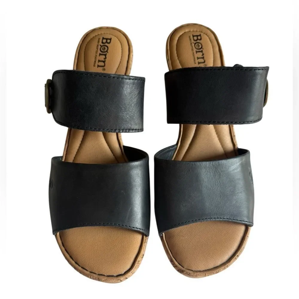 Børn Black Leather Wedges Women’s Size 10 Like New